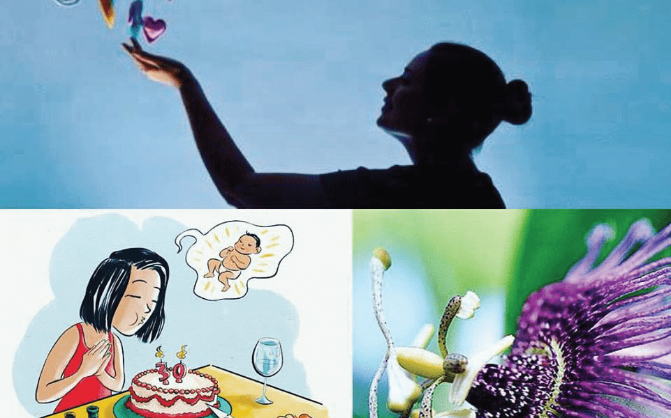 Ilustrações de flores e mulheres